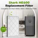 HE601 Filter for Shark Air Purifier 6 Model HE601 HE602, HE6FKPET, HE6FKBAS, HE6FKPRO, 3-Stage Filtration System of H13 True HEPA and Pre-Filter