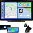 Car Stereo Screen with Wireless CarPlay Android Auto, 7 Inch Portable Bluetooth Touch Screen Compatible Apple CarPlay Android, Screen Mirror, Live Navigation, AirPlay, Aux (7 Inch)