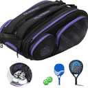 2-in-1 Detachable Pickleball & Paddle Bag for Men Women | Thermal Foil Insulated Racket Compartment | Outdoor & Gym (Black Purple)