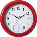 Decorative Classic Red Round Wall Clock for Living Room, Kitchen, Dining Room, Plastic (Single)