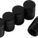 6 x Black Anodized Aluminum Tire Valve Stem Caps with Plastic Inner Sleeve, Corrosion Resistant. Universal Valve Caps for Cars, Trucks, Motorcycles, Pack of 5