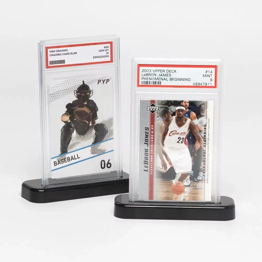 Set of 5 Display Stands Compatible with PSA Graded Cards Black Acrylic Holder