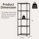 Wire Storage Standing Shelf Rack Tower, Corner Metal Shelving Unit with Adjustable Shelves, Space-Saving Organizer for Garage, Kitchen, Bathroom, 18 * 18 Inch, 5 Tier 18 Inch Width