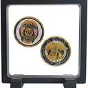 Challenge Coins Display Frame, Clear 3D Floating Holder, Small Shadow Box for Medal, AA Medallions, Jewelry, Black, 4.3"x4.3"x0.8"