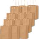 qiqee 100-Packs Mini Size Paper Gift Bags with Handles Bulk 4.5"2.5"6" Brown Gift Bags Multiple Uses