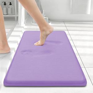 Smiry Memory Foam Bath Mat 24x16, Extra Soft and Absorbent Bathroom Mats, Non Slip Washable Carpet for Floor, Shower and Tub, Purple