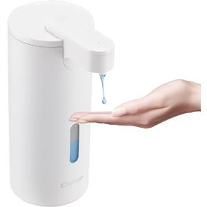 Automatic Soap Dispenser, Automatic Liquid Soap Dispenser Touchless, 12oz/340ml, 3-Level Adjustable, Battery Operated, Water-Resistant for Bathroom, Kitchen, and School, Clog-Free, White