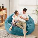 Bean Bag Chairs for Adults - Giant Bean Bag Chair Convertible Bean Bag Bed - Beanbag Chair with Micro Fiber Cover/Furniture Foam Filler - Floor Couch Sofa in Bedroom Dorm Room - Queen Lake Blue
