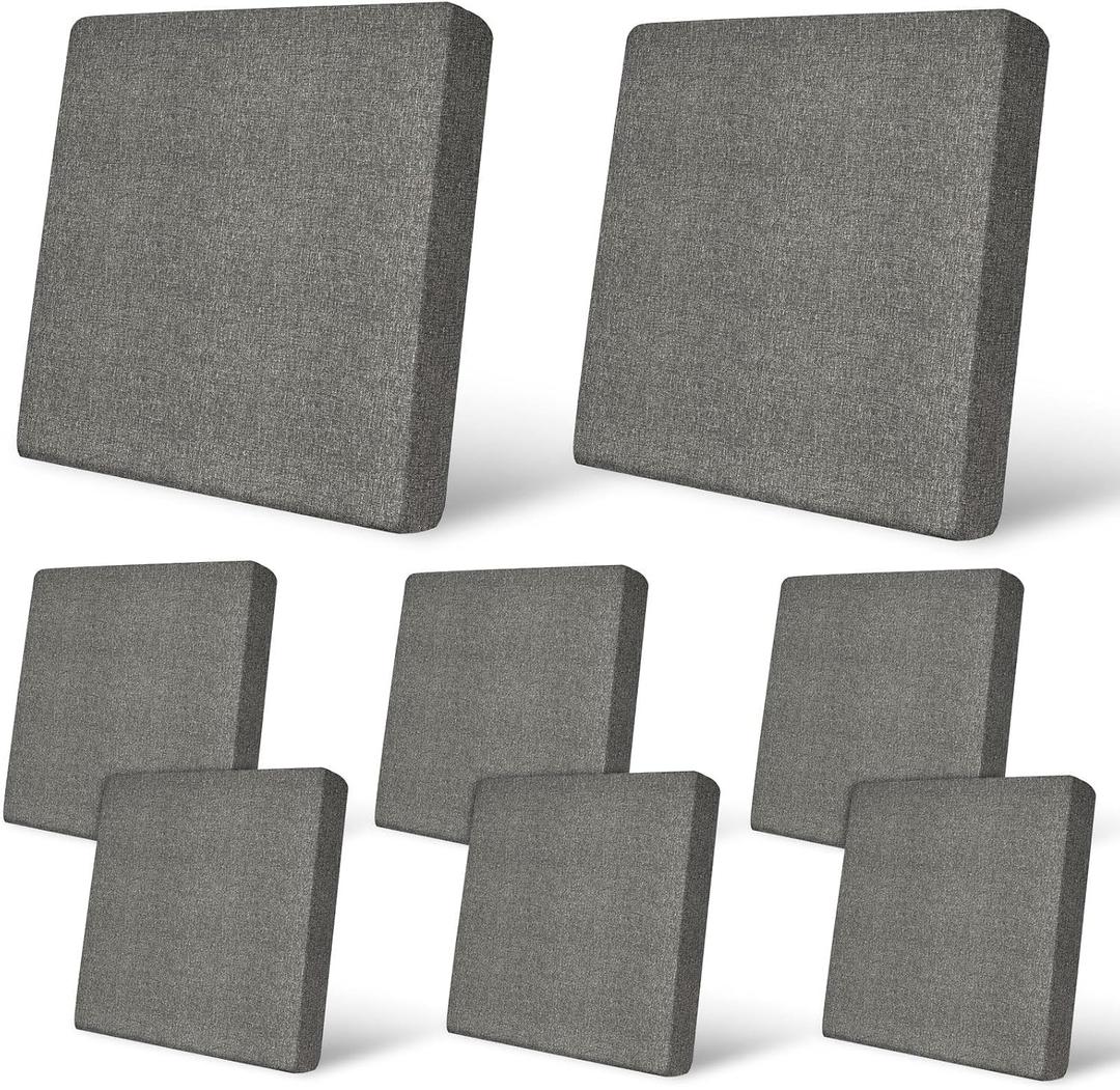 pickyNproud 8Pcs Patio Cushion Covers Stretch Outdoor Couch Cushions Slipcovers Replacement Washable Furniture Protector with Elastic Bottom Sofa Chair Seat Cover, Charcoal Gray