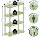 Furinno Turn-N-Tube Storage Shelves, 4-Tier Toolless Book Shelf, Corner Shelf, Toolless Open Shelves, for Organization and Storage, Living Room, Garage, Home Office, Amber Pine, 4-Tier Round Tube