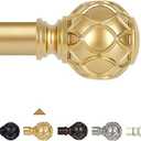 TANGWIN Gold Adjustable Curtain Rods for Windows:18-45 Inch Farmhouse Heavy Duty Curtain Rod for Bedroom Living Room,Boho Decorative Rustic Drapery Rods with Vintage Coastal Texture Finial,Brass Gold