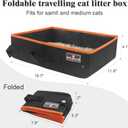 HiCaptain Portable Cat Travel Litter Box, Foldable Litter Box for Travel in Car, Collapsible Toliet Tray Carrier for Small and Medium Cats - Black