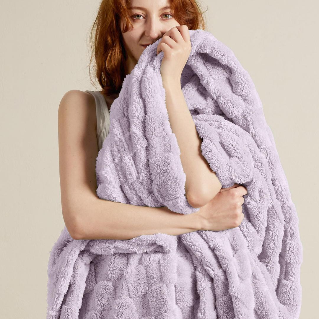 Bedsure GentleSoft Twin Blanket for Bed - Purple Super Soft Cozy Mothers Gifts Day Blankets, Cute Fuzzy Fleece Throws for Bedroom Couch for Girls, Lavender Fog, 60x80 Inches
