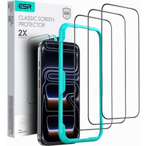 ESR 3 Pack for iPhone 17/iPhone 16 Pro Screen Protector, [9H Hardness] [Military Grade Shatterproof] Full Coverage Tempered Glass Film with Easy Installation Tool, HD Clear, Scratch Resistant