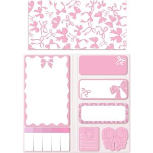 12 Pack Pink Bow Sticky Notes Set Pink Post It Notes Pinks Sticky Note for Scrapbook Notebook Laptop Gifts Wrapping Birthday Baby Shower Party Favor