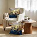 Navy Blue and Gold Pillow Covers 18 x 18 inch Set of 2 Decorative Cushion Covers Blue and Gold Square Pillowcases for Bedroom Sofa Home Decor