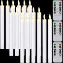 Tuanse 18 Pcs Flameless Taper Candles with Remote Timer Dimmer LED Candlesticks Flickering 10 Inch Battery Operated Window Candles for Wedding Church Christmas Home Party Decor(White)
