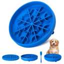 2 in 1 Slow Feeder Dog Bowls with Suction Cups,Silicone Lick Mat for Dogs,DIY Wet or Dry Food, Christmas Dog Bowl-Reduces Boredom, Anxiety,Dishwasher Safe,7.5"x1.5"UU Bowl,Navy,Divided Lick Pad Pack of 2