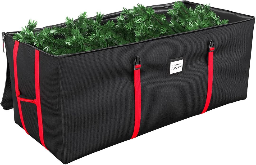 Mrrihand Christmas Tree Storage Bag, Large Artificial Christmas Tree, Anti-Tear Heavy-Duty 600D Oxford Cloth Christmas Tree Storage Box with Handles, Christmas Tree Storage Container (Black, 9Ft)