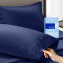 THREAD SPREAD 100% Cotton Pillowcases Standard/Queen Size Set of 2-400 Thread Count Cotton Pillowcases, Ultra Soft Cool Sateen Weave Pillow Cases for Sleeping, Set of 2 Pillow Covers - Navy Blue