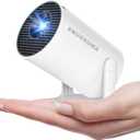 Super Mini Projector with WIFI 6 and Bluetooth, 4K 1080P Support Portable Projector, Built-in App, Android 11, 200 ANSI, Auto Keystone Correction, Video Projector for Laptop/PC/Smartphone