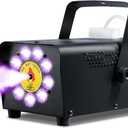 Fog Machine Theefun Smoke Machine 2500CFM 9 LED 12 Color Lights Strobe Effect Portable 350ml Big Tank Capacity with Wireless Remote Control Stage Smoke Machine Indoor Outdoor for Wedding DJ Party