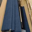 Allewie Queen Size Platform Bed Frame with Fabric Upholstered Headboard and Wooden Slats Support, Fully Upholstered Mattress Foundation/No Box Spring Needed/Easy Assembly, Navy Blue