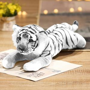 White Tiger Stuffed Animal 16" Giant Stuffed Tiger Plush Jungle Soft Plush Snow Tiger Stuffy Cute Plushie Toys Realistic Decor Birthday for Kids Boys