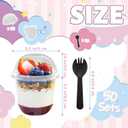 Panxxsen 50 Pack 12oz Plastic Parfait Cups with Dome Lids,Yogurt Parfait Cups with Sporks,Clear Plastic Cup with Dome Lids(No Hole) for Yogurt,Dessert,Ice Cream,Cupcake,Snacks,Pudding,Fruits
