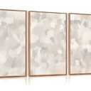 Aurlan Abstract Gray Beige White Pastel Wall Art Set(16"x24"), 3 Pieces Neutral Geometric Strokes Shapes Illustration Framed Canvas Artwork, Large Mid Century Modern Minimalist Wall Decor for Office Bedroom Living Room
