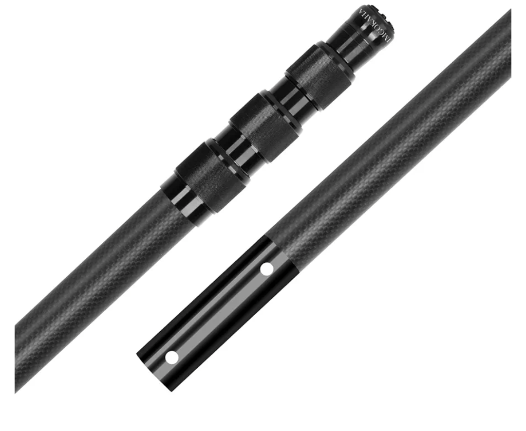 Pool Pole Carbon Fiber, Premium15FT Pool Pole telescopic 4.6 to 15 FT, Adjustable 4 Piece Extendable Pool Cleaning Pole, Professional Pool Pole fit for Brushes, Vacuum, Nets, Skimmers, Rakes
