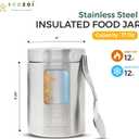 ecozoi Stainless Steel Insulated Lunch Box, Vacuum Insulated Food Jar, 17 Oz + Spork + Lunch Bag