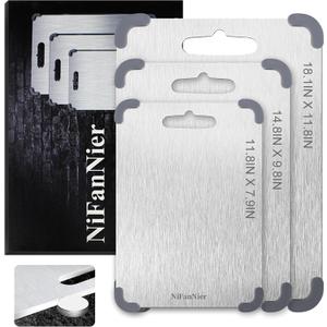 Titanium Cutting Board, 2026 New Upgrade 100% Pure Titanium Cutting Boards for Kitchen,Latest Thickened Version Thickness 0.06IN, Double-Sided Available Belt Guard Angle (18.1IN X 11.8IN)