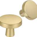 Goldenwarm 10Pack Brushed Gold Drawer Knobs - Brass Cabinet Knobs, Round Gold Knobs for Dresser Drawers