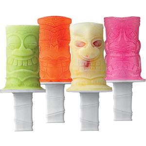 Tovolo Tiki Ice Pop Molds, Flexible Silicone, Dishwasher Safe, Set of 4 Popsicle Makers with Sticks