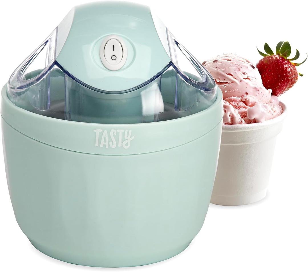 Tasty Mini Ice Cream Maker, Make Ice Cream, Sorbet, Frozen Yogurt, Gelato, Desserts, Quick Results, Single-Serve, Aqua (0.5 Quart)