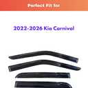 KPY Rain Guards Fit for 2022-2026 Kia Carnival, Out-Channel Window Visors Vent Wind Deflectors 4PC, Car Accessories for 22-26 Carnival