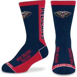 For Bare Feet NBA Unisex Kids Nba Mvp Crew Sock Youth (One Size, Team)