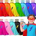 iROLEWIN Star Superhero-Capes and Masks for Kids Super-Hero Capes Bulk 12 Pack Toddler Dress-Up Costumes Halloween Party Toys (Red Blue Purple Green Black)