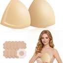 Sticky Bra Inserts-Double Sided Adhesive Lifting Bra, Lightly Padded & Invisible Support for Large Breasts (Beige, L)