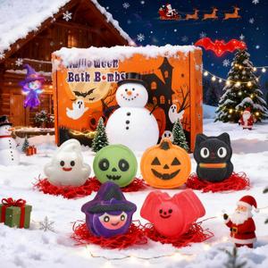 Halloween Bath Bombs for Kids & Women, Handmade Spooky Bath Bomb Set of 6 Fun Shapes Perfect Gifts for Kids, Skin Care Bathbombs for Girls Spooky Celebration