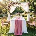 16 Pack Dusty Rose Cheesecloth Table Runner 10FT, Boho Gauze Cheese Cloth Table Runner Long Rustic Sheer Dusty Pink Table Runners for Wedding Bridal Baby Shower Birthday Party Table Decorations