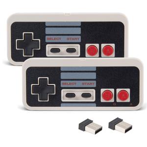 KIWITATA 2X Wireless Nes USB Controller for PC Gamings, 2.4ghz Rechargeable Wireless USB Retro Remote N-E-S Emulated Game Pad Controller for Windows XP 7 8 11 & MAC & Retropie