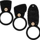 Tatuo 3 Pieces Crochet Towel Holder Hanging Kitchen Dish Towel Holder Ring Oven Handle Kitchen Bathroom Hanger for Stove(Black)