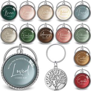 Christian Keychains Mini Bible Verse Keyring with Scripture Quote Religious Church Gift for Women Men Valentine's Day (Xmas,36 Pcs)