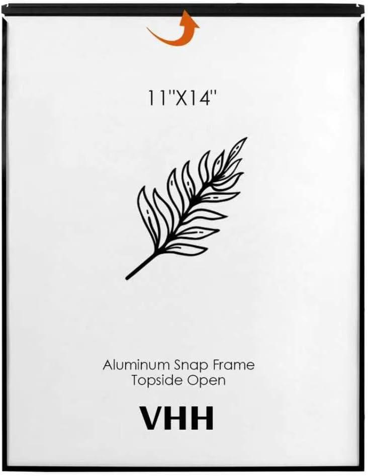 VHH 11x14 Snap Poster Frame,1 Pack,Lightweigt Black Coated Aluminum with plexiglass