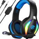 FC100 Gaming Headset with Microphone for PS4, PS5, Switch, Xbox, PC, Mac, Gamer Headset with RGB Light, Computer Headphones with Mic (BLUE)