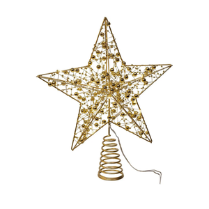 Kurt Adler 11.8" Battery Operated LED Lighted 5-Point Gold Metal Star Treetop