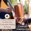 Mixpresso Copper Stainless Steel Coffee Percolator Stovetop, 37oz Classic Percolator Coffee Pot, Great For Camping Pot, 5-8 Cup Stove Top Espresso Maker, Cool-Touch Handle