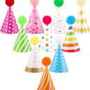 10 PCS Colorful Mini Party Hats for Stuffed Animals Lovely Paper Cone Tiny Birthday Hats for Stuffed Animals Pets Baby, Accessories